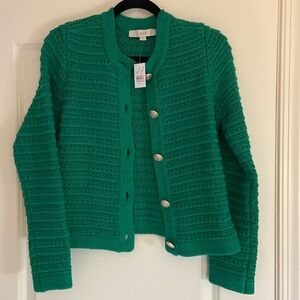 Textured sweater jacket in green